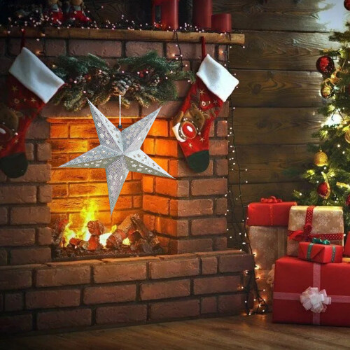 3D Paper Hanging Star Ornament Silver 2