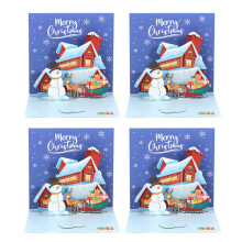Pop Up Christmas Card Pack of 4 Red Funny 3D