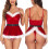Christmas Lingerie Sling One-Piece with Bow 4
