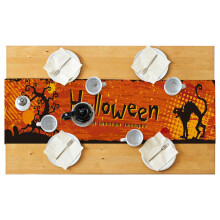 Halloween Witch Cat Pumpkin Table Runner Non-slip 13x70 in