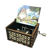 Handcrafted Wooden Music Box with Classical Carving