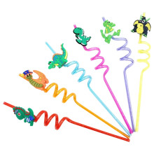 Cartoon Plastic Straws for Kids Party Bar Toy 12 pcs