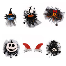 Halloween Hair Clips Set Glitter Bows Witch Hat Ghost Pins