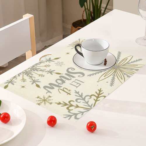 Beige Snowflake Winter Placemats 4-Pack 1
