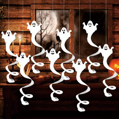 Halloween Hanging Ornaments Ghost Spiral Streamers 24 pcs 1