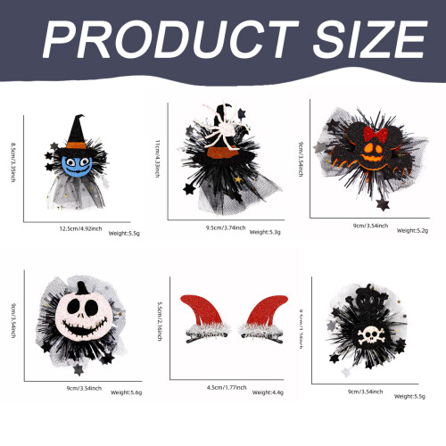 Halloween Hair Clips Set Glitter Bows Witch Hat Ghost Pins 1