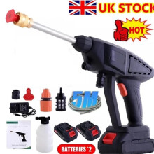 Cordless 2-Battery High Pressure Washer - Portable Car Jet Wash Cleaner Gun UK
