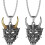 Devil Skull Mask Pendant Necklace Set Gold Silver 2 pcs 1