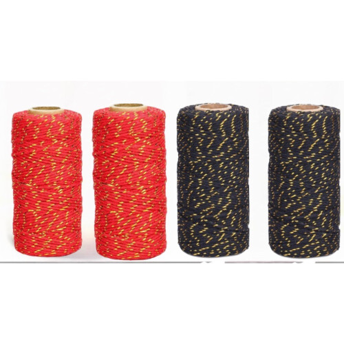 Organic Cotton Cord Set Gold Black 2 Rolls 200m