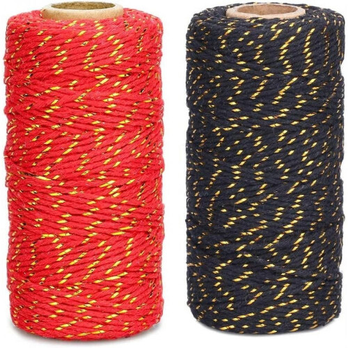 Organic Cotton Cord Set Gold Black 2 Rolls 200m 1
