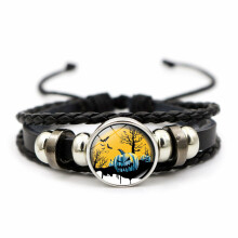 Christmas Card Knitted Leather Bracelets