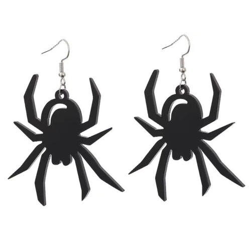 Halloween Acrylic Stud Earrings Black Spider Ghost Skull