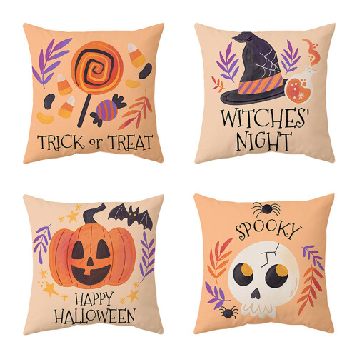 Ghost Throw Pillow Cases Horror Pumpkin Bat Polka Dot 4