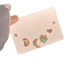 Silver Rotatable Cubic Stud Earrings Set for Women and Girls