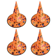 Gold Halloween Witch Hats 4pcs
