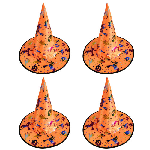 Gold Halloween Witch Hats 4pcs