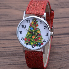 Women's Quartz Watch with Bright Leather Strap