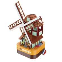 Building Blocks Music Box Ornament, Street Scene, Christmas