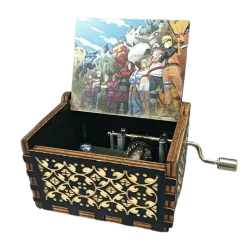 Wooden Music Box with Classical Carving Decoration