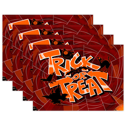 Halloween Skull Placemats Rectangle 4 pcs 12x18 inch