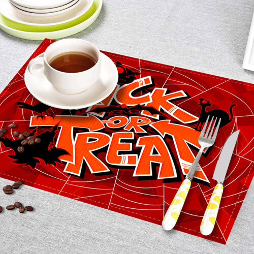 Halloween Skull Placemats Rectangle 4 pcs 12x18 inch 1