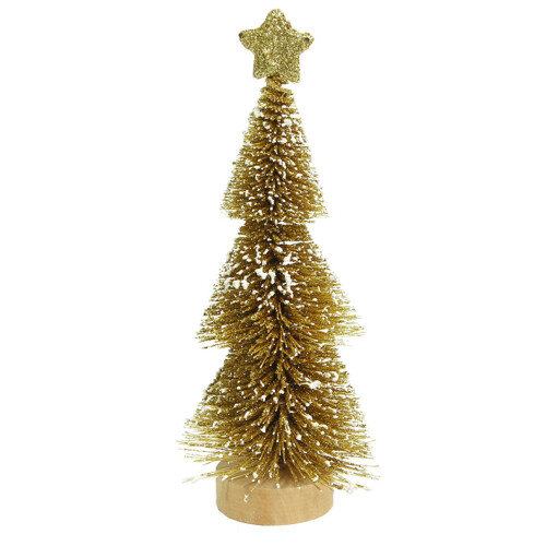 Gold Artificial Christmas Tree with Wooden Base