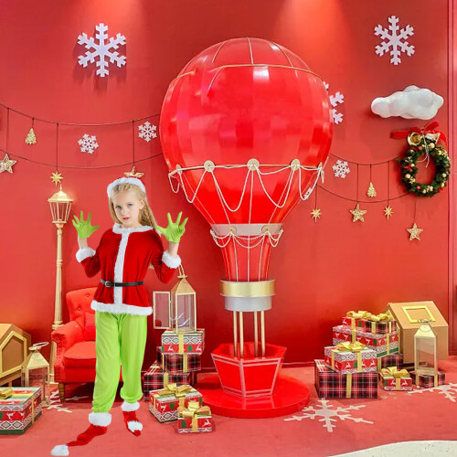 Grinch Costume with Green Fur Mask 1