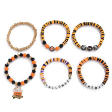 Halloween Bracelets Ghost Pumpkin Charm Elastic Beaded Women