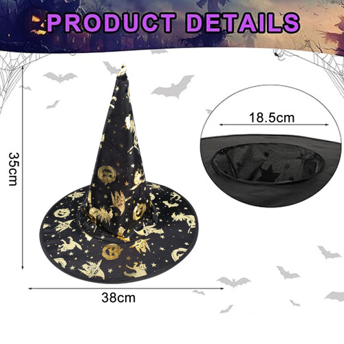 Halloween Golden Witch Hats 4pcs 1