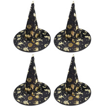 Halloween Golden Witch Hats 4pcs
