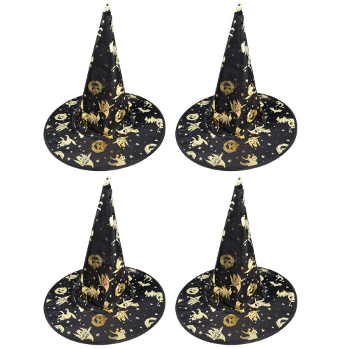 Halloween Golden Witch Hats 4pcs