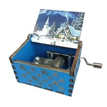 Wooden Music Box with Classical Carving Decoration