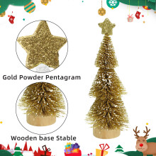 Gold Artificial Christmas Tree with Wooden Base