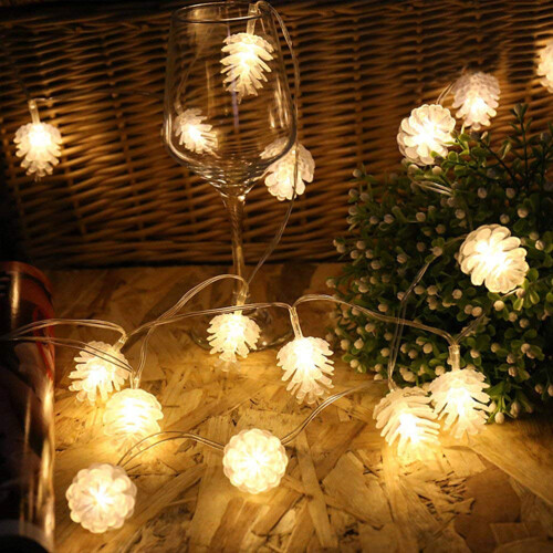 Pinecone LED String Lights Battery Powered