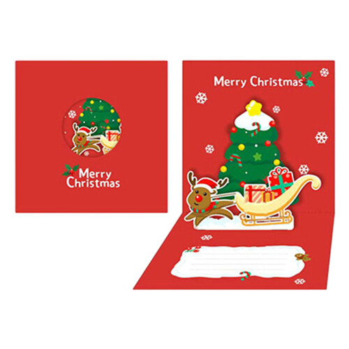 Christmas 3D Greeting Card Simple Foldable Design