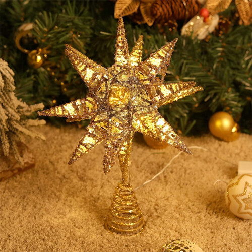 Christmas Star Tree Topper 3D Geometric LED Star with