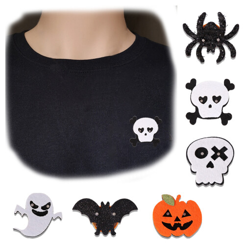 LED Halloween Brooches Ghost Bat Pumpkin 6 pcs