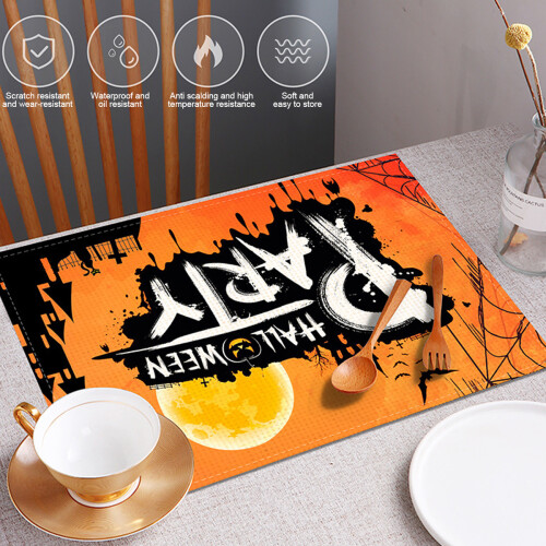 Halloween Skull Placemats Rectangle 4 pcs 12x18 inch 1