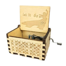 Wooden Music Box with Classical Carving Decoration