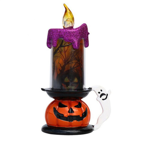 LED Color-Changing Electronic Candle Skeleton Pumpkin