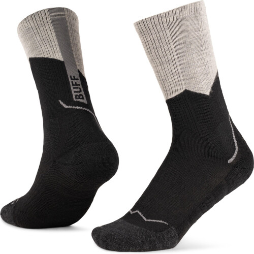Buff (M, Black) Buff Merino Mw Medium Weight Crew Socks