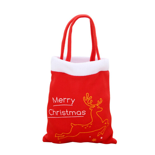 Christmas Gift Bag with Handle - Xmas Tree and Elk Print