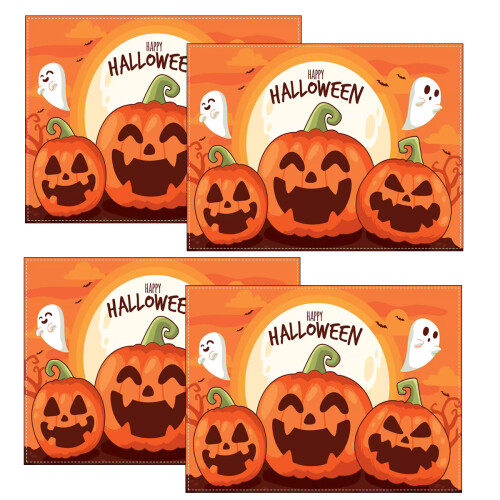 Halloween Placemats Set 30cm Washable 4-Pack