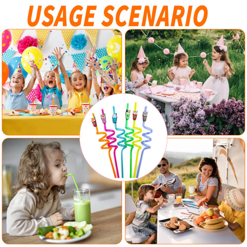 Cartoon Plastic Straws for Kids Party Use 2