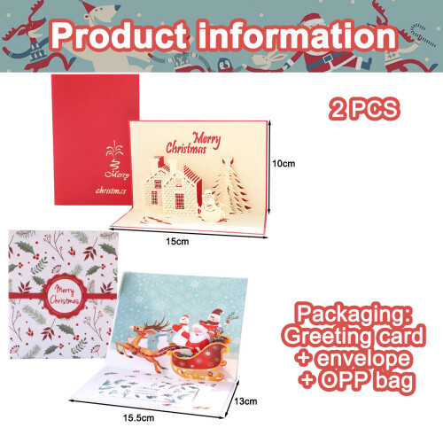 3D Christmas Tree Card with Envelope Set 1