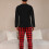 Christmas Deer Embroidery Pajamas Grid Print Pants 2