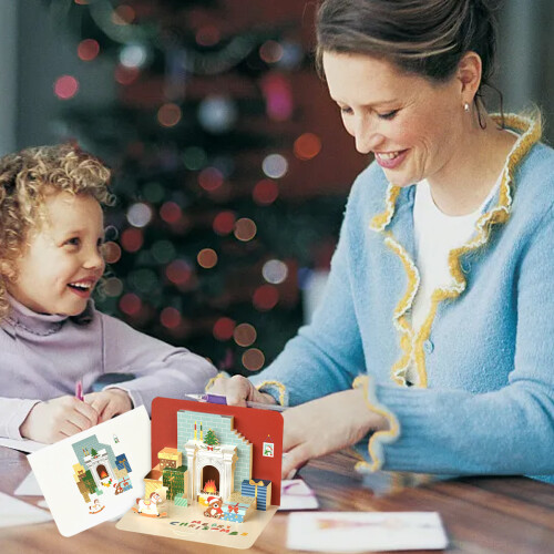 3D Christmas Greeting Cards Pop Up 6PCS with Envelopes 1