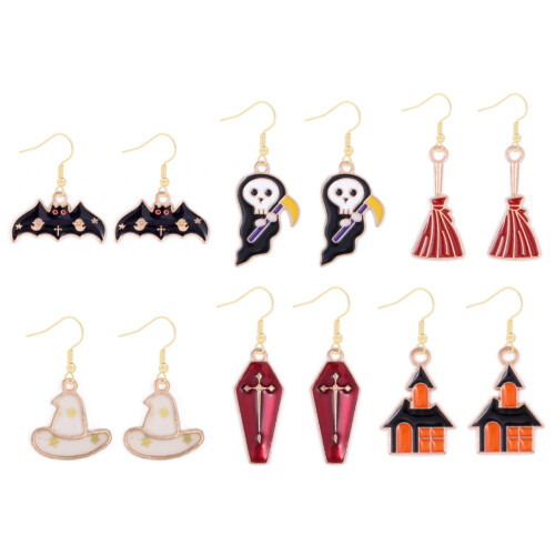 Halloween Stud Earrings Ghost Bat Spider Skull