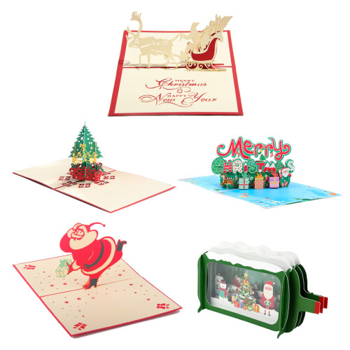 3D Christmas Cards Creative Tree Design 1 Pack