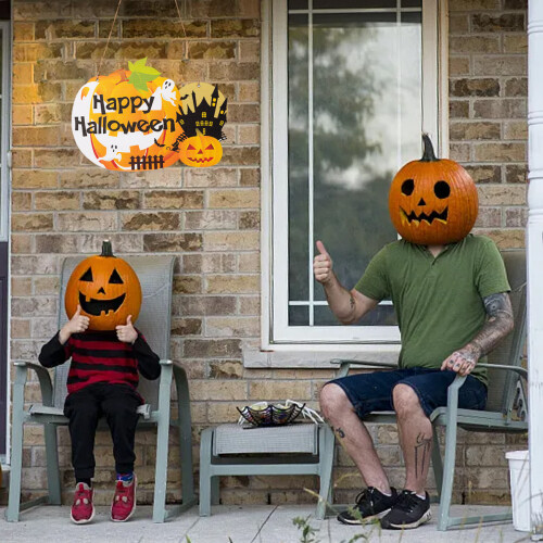 Halloween Hanging Signs Skull Witch Pumpkin Decor 1